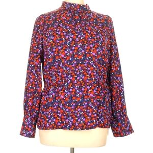 Halogen Splash Patterned Long Sleeve High Neck Blouse